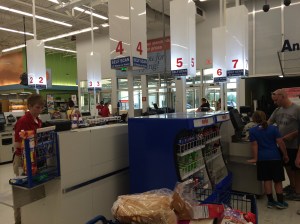 Here you can see stations 1-6 WERE empty, a woman just arrived at station 3, and the woman at station 4 is an employee cleaning it.  
